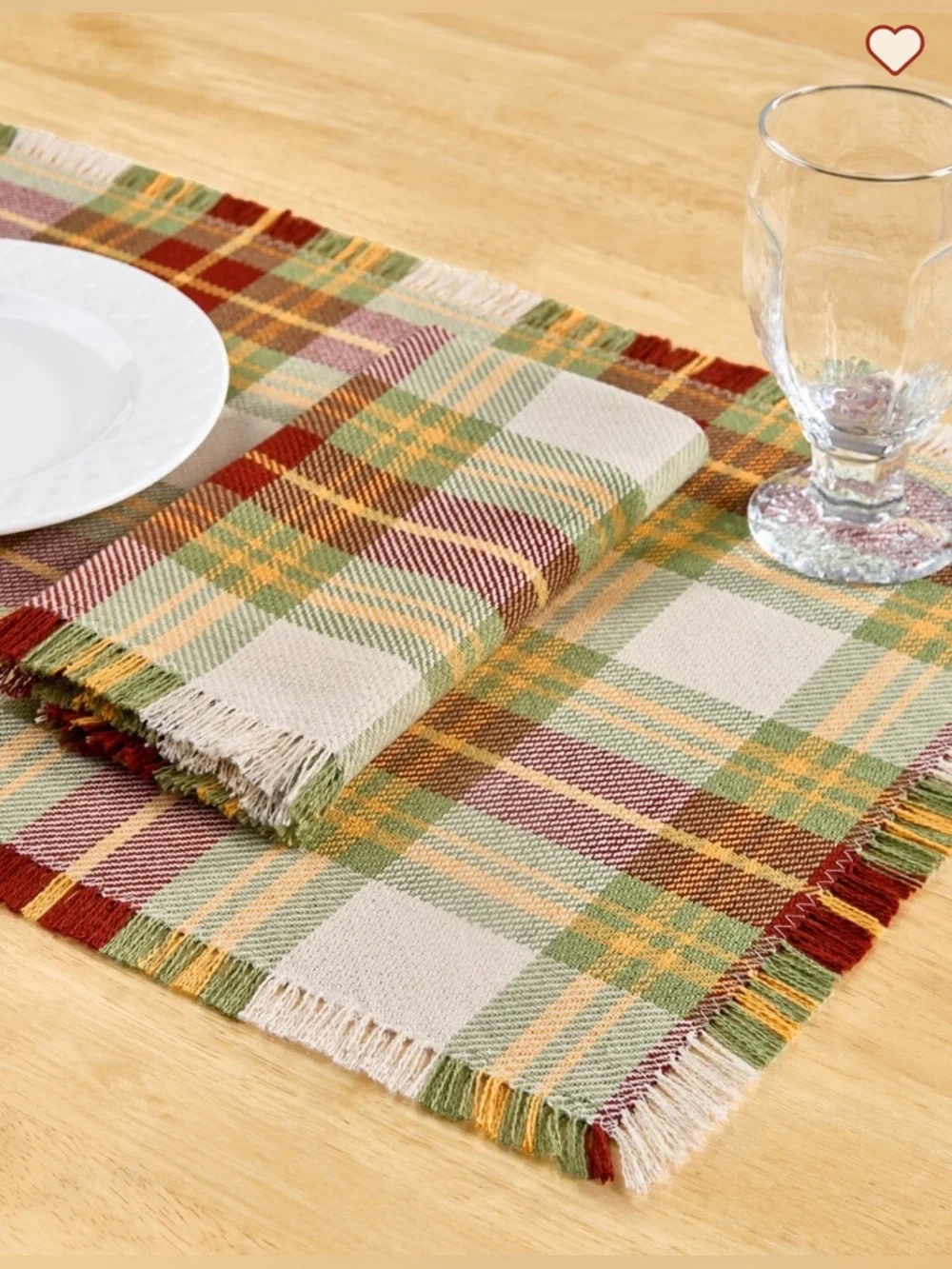 NEW Mountain Weavers Hartland Fall Plaid Set of 4 Placemats & Four Napkins